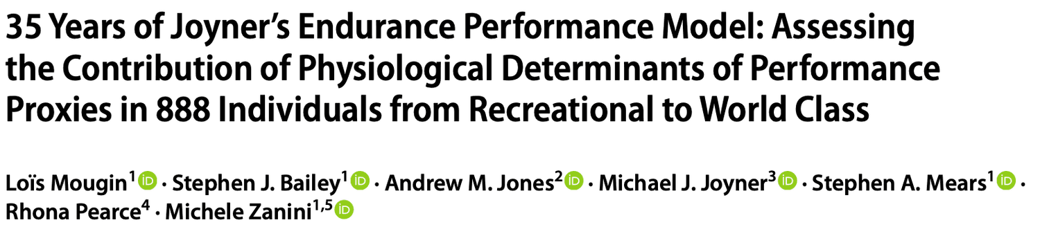 Titre et auteurs de l'étude de Mougin et al. sur le modèle de Joyner, Sports Medicine 2026
