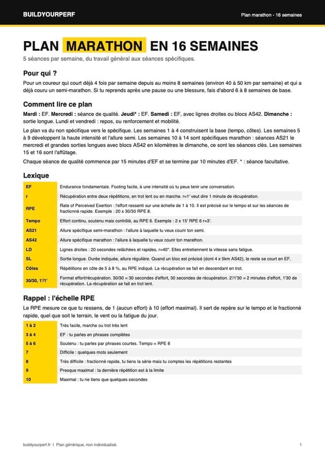 Plan marathon en 16 semaines (PDF)