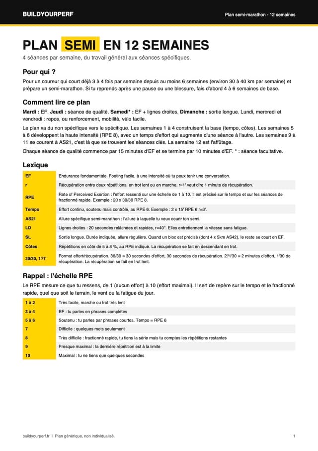 Plan semi-marathon en 12 semaines (PDF)